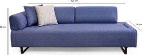 Τριθέσιος Καναπές Κρεβάτι Μπλε INFINITY 220x90x80