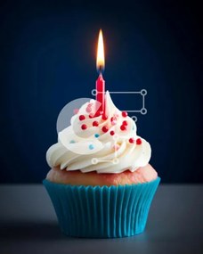 Intra Συλλεκτικό Ξύλινο Παζλ Plywood  4mm - Blue Frosting Cupcake με αναμμένο κερί Σε Ξύλινο Κουτί - Διαστάσεις: 10x10 cm – 25 κομμάτια