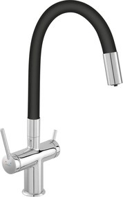 Ferro Filtrata Black BFT41B - Εύκαμπτη Μπαταρία Κουζίνας 3 οδών