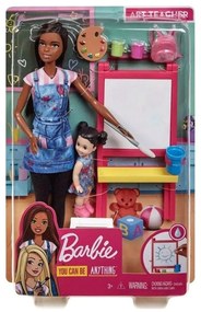 Κούκλα Barbie You Can be Anything - Dark Skin Doll Art Teacher with Brunette kid Doll GJM30 Multi Ma