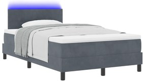 vidaXL Κρεβάτι με Στρώμα & LED Σκούρο Γκρι 120x200 εκ. Βελούδινο