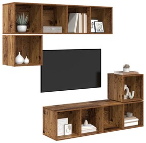 vidaXL Σετ επίπλου τηλεόρασης 4 pcs Παλιό ξύλο 37 x 37 x 142.5 εκ