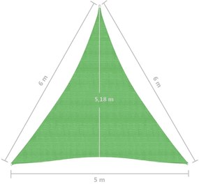 Πανί Σκίασης Ανοιχτό Πράσινο 5 x 6 x 6 μ. από HDPE 160 γρ./μ² - Πράσινο