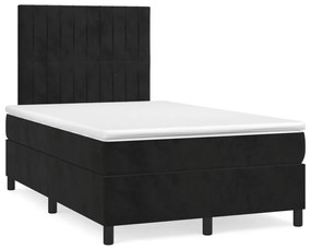 vidaXL Κρεβάτι Boxspring με Στρώμα Μαύρο 120 x 200 εκ. Βελούδινο