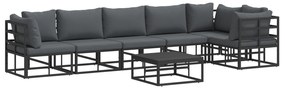 vidaXL Σετ Καναπέ Κήπου 7 pcs Μαύρο 70 x 70 x 32 εκ Αλουμίνιο
