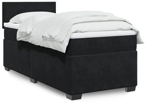 Κρεβάτι Boxspring με Στρώμα Μαύρο Single Βελούδινο - Μαύρο