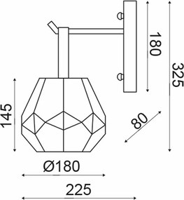 Απλίκα Τοίχου Aca V371481WA Gold/Amber