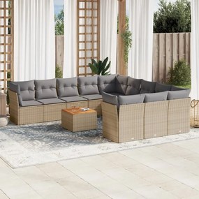 vidaXL Patio Sofa Set 11-θέσια Μίξη μπεζ και ανοιχτό γκρι