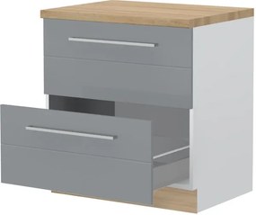 Επιδαπέδιο ντουλάπι Hudson R-80-2MBOX-Λευκό - Γκρι - 80.00Χ60.00Χ88.00cm