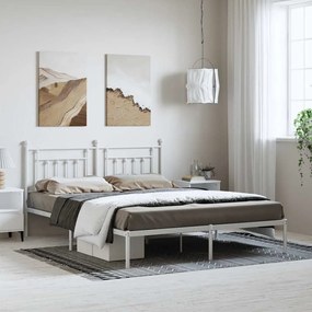vidaXL Πλαίσιο Κρεβατιού με Κεφαλάρι Λευκό 183 x 213 εκ. Μεταλλικό