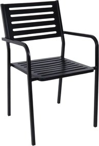 VERA Πολυθρόνα Μέταλλο Βαφή  Μαύρο, Στοιβαζόμενη   1τμχ
