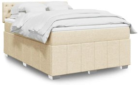 vidaXL Κρεβάτι Boxspring με Στρώμα Κρεμ 140x190 εκ. Υφασμάτινο