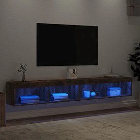 vidaXL Έπιπλα Τηλεόρασης με LED 2 τεμ. Καπνιστή Δρυς 100 x 30 x 30 εκ.