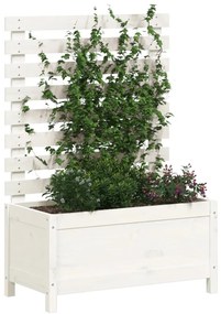 vidaXL Ζαρντινιέρα με Ράφι Λευκή 79 x 39,5 x 114 εκ. Μασίφ Ξύλο Πεύκου