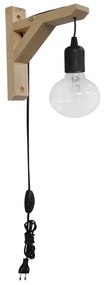 Φωτιστικό Τοίχου E/27AP FIS 31-1097 Black Heronia Metal,Wood
