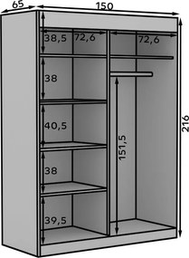 Ντουλάπα Oxford συρόμενη - Μήκος: 150 εκ.