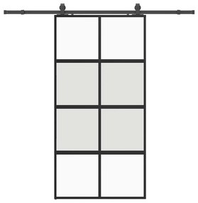 vidaXL Σετ συρόμενης πόρτας με υλικό μαύρο 102,5x205 cm