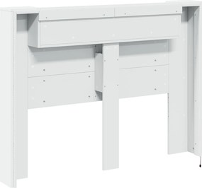 vidaXL Κεφαλάρι Ντουλάπι με LED με ράφι Λευκός 140 x 16,5 x 103,5 cm