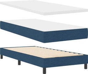 vidaXL Κρεβάτι με ελατήρια με στρώμα Μπλε 100 x 200 cm ύφασμα