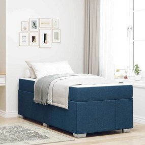 vidaXL Σκελετός Κρεβατιού με στρώμα Μπλε 80 x 200 cm ύφασμα