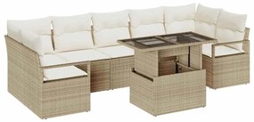 vidaXL Σετ Καναπέ 8 Τεμαχίων με Μαξιλάρια σε Μπεζ Πολυ Ρατάν