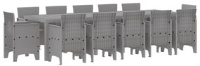 vidaXL Σέτ φαγητού για κήπο 13 pcs Ανοιχτό γκρι Πολυ ράταν