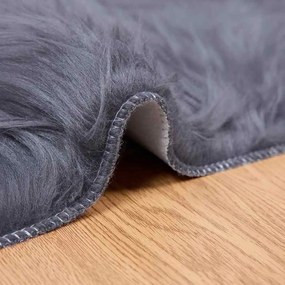 vidaXL Ψεύτικο Δέρμα Προβάτου Χαλί Tafalla Ανθρακί 60 x 110 cm
