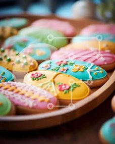 Intra Συλλεκτικό Ξύλινο Παζλ Plywood 4mm - Πολύχρωμα πασχαλινά κουλουράκια με πασχαλινό λαγουδάκι Σε Ξύλινο Κουτί - Διαστάσεις: 10x10 cm – 25 κομμάτια