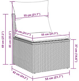 vidaXL Set Κήπου  9 Τεμαχίων με Μαξιλάρια Γκρι Πολυρατάν