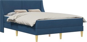 vidaXL Σκελετός κρεβατιού με στρώμα Μπλε 140 x 200 cm Πολυεστέρας