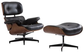 WOODWELL Ε977,2RELAX Πολυθρόνα με Σκαμπό, Σαλονιού - Καθιστικού, PU Μαύρο 87x90x80cm (Σκαμπώ 63x50x40)cm Ε977,2