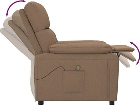 vidaXL Πολυθρόνα Μασάζ Καφέ Υφασμάτινη
