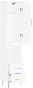 vidaXL Ντουλάπι Γυαλ. Λευκό 34,5 x 34 x 180 εκ. από Επεξεργασμένο Ξύλο