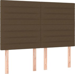 vidaXL Κρεβάτι Boxspring με Στρώμα Σκούρο Καφέ 140x190 εκ. Υφασμάτινο