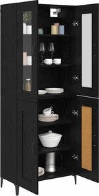 vidaXL Highboard Μαύρη Οξυά 69,5 x 34 x 180 εκ. Επεξεργασμένο Ξύλο