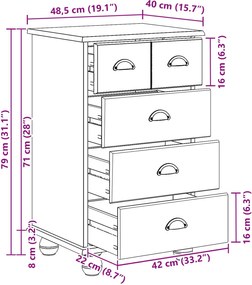 vidaXL Συρταριέρα 5-Συρτάρι ASKIM Λευκό 48,5 x 40 x 79 εκ