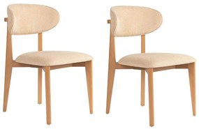 Καρέκλα Lionte (Σετ 2Τμχ) 566WYL1118 53x58x86cm Beige-Oak Ξύλο,Ύφασμα