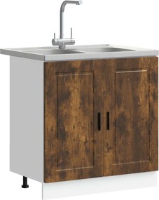 vidaXL Βάση νιπτήρα με αποθήκευση Porto 2 pcs Καφέ Επεξεργασμένο ξύλο