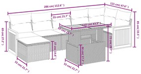 vidaXL Σαλόνι Κήπου Σετ 8 τεμ. Μπεζ Συνθετικό Ρατάν με Μαξιλάρια