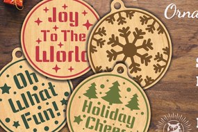 Σετ των 3 Intra απο ξύλο plywood 3mm-4mm πάχος Χριστουγεννιάτικο Στρογγυλό Στολίδι 3 Δίασταση 8x8 cm INTRAFABR-112467405