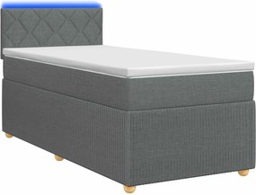 vidaXL Κρεβάτι box spring με στρώμα Σκούρο Γκρι 80 x 200 cm Ύφασμα