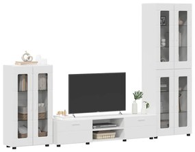 vidaXL Σετ επίπλου τηλεόρασης με ράφι FLORIN Λευκό Επεξεργασμένο ξύλο