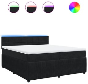 vidaXL Κρεβάτι Boxspring με Στρώμα Μαύρο 200x200 εκ. Βελούδινο