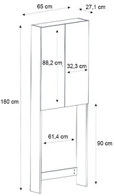Έπιπλο πλυντηρίου Romme Megapap χρώμα μαύρο 65x27,1x180εκ.