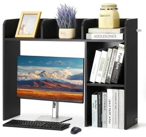 VEVOR Desktop Bookshelf Black Desktop Storage Organizer 2-Tier for Office &amp; Home