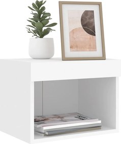 vidaXL Κομοδίνο Επιτοίχιο με Φώτα LED Λευκό