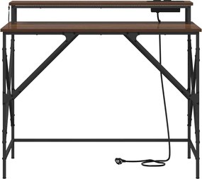 vidaXL Γραφείο με ράφι Καφέ δρυς 100 x 50 x 86,5 εκ Επεξεργασμένο ξύλο