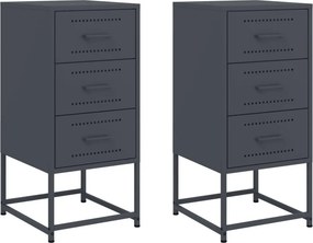 vidaXL Κομοδίνα 2 τεμ. Ανθρακί 36x39x78 εκ. από Χάλυβα