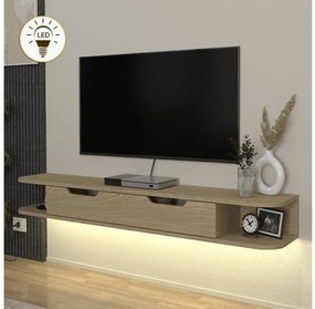 Έπιπλο τηλεόρασης επιτοίχιο Noland Megapap με LED rota oak 150x35x19,2εκ. GP042-0308,1-GP042-0308,1-Καφέ GP042-0308,1