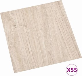 vidaXL Πλάκες Δαπέδου 55 pcs Ανοιχτό καφέ 5,11 m² PVC